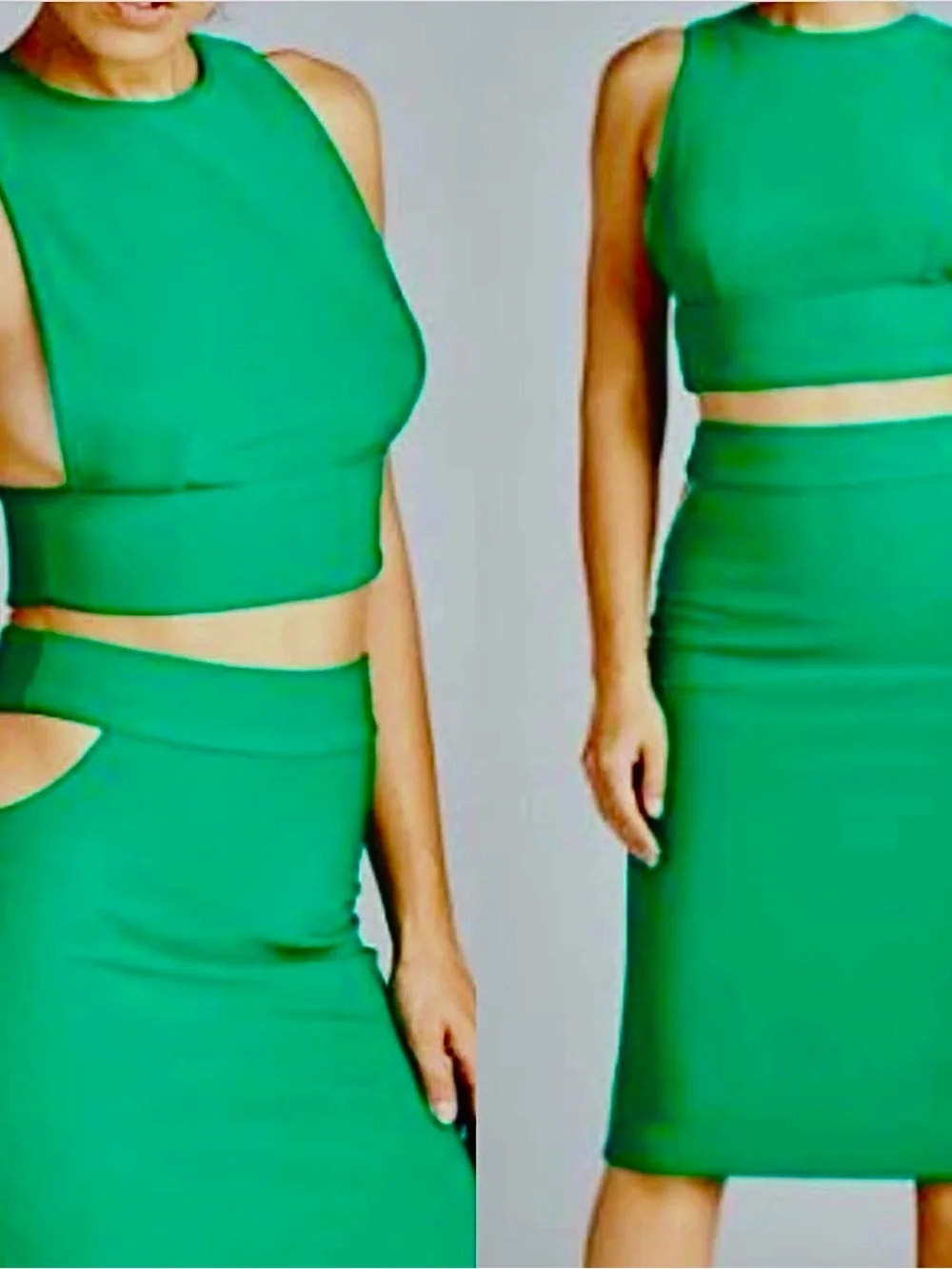 WinWin Emerald Green Two-Piece High-Waist Pencil Skirt Set - Picture 1 of 1